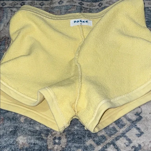 Parke Pale Yellow Women's terry cotton sweatshorts - Picture 6 of 10